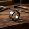 Mens Wide Damascus Steel Wedding Band Thick Handmade Pattern Ring by JW SteelCrafts