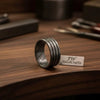 Mens Damascus Steel Wedding Band Wide Triple Groove Pattern Ring by JW SteelCrafts