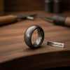 Mens Damascus Steel Wedding Band Classic Domed Comfort Fit Ring by JW SteelCrafts