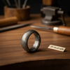Mens Damascus Steel Wedding Band Classic Domed Comfort Fit Ring by JW SteelCrafts