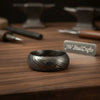 Mens Damascus Steel Wedding Band Classic Domed Comfort Fit Ring by JW SteelCrafts