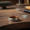 Mens Damascus Steel Wedding Band With Wood Liner Handmade Ring by JW SteelCrafts