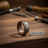 Mens Damascus Steel Wedding Band With Wood Liner Handmade Ring by JW SteelCrafts