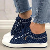 Cute Blue Women Fashion Shoes Summer Casual Design Lace Breathable Platform Flat Woman Sneakers Walking Lace-up Comfortable Walking Footwear Fashion Sneakers by Stevvex
