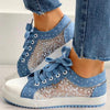 Cute Blue Women Fashion Shoes Summer Casual Design Lace Breathable Platform Flat Woman Sneakers Walking Lace-up Comfortable Walking Footwear Fashion Sneakers by Stevvex