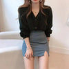 Cute Kitty Chic Fashionable V-Neck Single Breasted Mink Short Knitted Sweaters Outerwear For Women Autumn Long Sleeve Sweater Coat by Stevvex