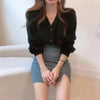 Cute Kitty Chic Fashionable V-Neck Single Breasted Mink Short Knitted Sweaters Outerwear For Women Autumn Long Sleeve Sweater Coat by Stevvex