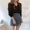 Cute Kitty Chic Fashionable V-Neck Single Breasted Mink Short Knitted Sweaters Outerwear For Women Autumn Long Sleeve Sweater Coat by Stevvex