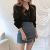 Cute Kitty Chic Fashionable V-Neck Single Breasted Mink Short Knitted Sweaters Outerwear For Women Autumn Long Sleeve Sweater Coat by Stevvex