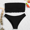 Cute Pink Strapless Lace Solid Swimsuit Bikini Two Piece Metal Wire Women Swimwear Women's High Cut Bikini Set Strapless 2 Pieces Bathing Suit Swimsuit Push Up Summer Beachwear Bathing Suit by Stevvex