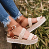 Cute Summer Women Golden Sandals Platform Heels Cross Strap Ankle Lace Beach Party Shoes Open Toe Ankle Platform Strap Casual Shoes Platform Wrap Rubber Sole Flat Sandal by Stevvex