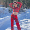 Cute women off shoulder Print Mesh long sleeve see through t - Shirt crop top Streetwear cute summer tops by Stevvex