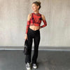 Cute women off shoulder Print Mesh long sleeve see through t - Shirt crop top Streetwear cute summer tops by Stevvex