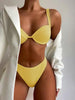 Cute Women Swimwear Pure Color Bikinis Swimsuit Women High Waist String Solid Color 2 Piece Bathing Suits Summer High Cut Push Up Bathing Suit High Waist Beach Wear Breathable Bikini by Stevvex