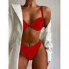 Cute Women Swimwear Pure Color Bikinis Swimsuit Women High Waist String Solid Color 2 Piece Bathing Suits Summer High Cut Push Up Bathing Suit High Waist Beach Wear Breathable Bikini by Stevvex