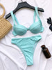 Cute Women Swimwear Pure Color Bikinis Swimsuit Women High Waist String Solid Color 2 Piece Bathing Suits Summer High Cut Push Up Bathing Suit High Waist Beach Wear Breathable Bikini by Stevvex