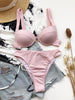 Cute Women Swimwear Pure Color Bikinis Swimsuit Women High Waist String Solid Color 2 Piece Bathing Suits Summer High Cut Push Up Bathing Suit High Waist Beach Wear Breathable Bikini by Stevvex