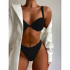 Cute Women Swimwear Pure Color Bikinis Swimsuit Women High Waist String Solid Color 2 Piece Bathing Suits Summer High Cut Push Up Bathing Suit High Waist Beach Wear Breathable Bikini by Stevvex