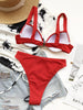 Cute Women Swimwear Pure Color Bikinis Swimsuit Women High Waist String Solid Color 2 Piece Bathing Suits Summer High Cut Push Up Bathing Suit High Waist Beach Wear Breathable Bikini by Stevvex
