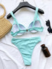 Cute Women Swimwear Pure Color Bikinis Swimsuit Women High Waist String Solid Color 2 Piece Bathing Suits Summer High Cut Push Up Bathing Suit High Waist Beach Wear Breathable Bikini by Stevvex