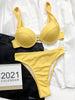 Cute Women Swimwear Pure Color Bikinis Swimsuit Women High Waist String Solid Color 2 Piece Bathing Suits Summer High Cut Push Up Bathing Suit High Waist Beach Wear Breathable Bikini by Stevvex