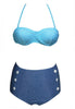 Cutest Retro Swimsuit Swimwear Vintage High Waist Swimsuit For Women Halter 2 Piece Bathing Suit Ruffle Bikini Set Tummy Control Vintage Pin Up High Waist Bikini Set For Women Swimming Bathing Suit S/M/L/XL by Stevvex