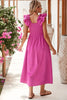 Rose Red Crinkled Ruffle Strap Smocked Midi Dress by Wild and Free Boutique