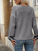 Striped Button Detail Long Sleeve T-Shirt by Simply Love