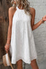 White Boho Eyelet Pattern Halter Neck Sleeveless Dress