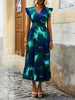 Women's V-Neck Floral Print A-Line Midi Dress – High Waist Sleeveless by FitiqueFit