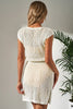 Beige Open Knit Drawstring Waist Beach Dress by Wild and Free Boutique