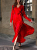 Plus Size Surplice Long Sleeve Slit Maxi Dress by Wild and Free Boutique