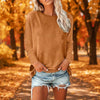 Women's Solid-Color Long-Sleeve Crew-Neck Pullover T-Shirt by FitiqueFit