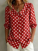 Women's Retro Polka Dot Three-Quarter Sleeve Loose Cardigan Shirt by FitiqueFit