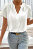 Rose Red Silky Notched Neckline Petal Sleeve Blouse by Wild and Free Boutique