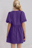 Elegant Ruched Puff Sleeve Mini Dress Vintage Bow Detail Cute Short Dress for Women by Stevvex