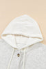 Black Button Up Contrast Knitted Sleeves Hooded Jacket