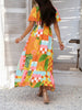 Elegant Printed V-Neck Short Sleeve Maxi Dress Beautiful Casual Women Long Dress by Stevvex