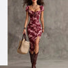 Women's Vintage Puff-Sleeve High-Waist Split Maxi Dress by FitiqueFit