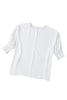 White Plain & Casual Shirred Cuffs Half Sleeve Top