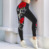 Rosed-print Leggings For Casual Wear In European And American Styles by My Store