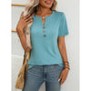 Women’s Notch V‑Neck Short‑Sleeve Tunic Top by FitiqueFit