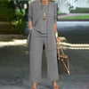 Women's Plus Size 3-Piece Lounge Set – Cardigan, Vest & Wide-Leg Pants by FitiqueFit