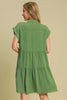 Green Full Size Button-Down Shirt Dress Plus Size Casual & Simple Lightweight Dress by Stevvex