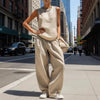 Women's Sleeveless Cardigan Top & Pants Two-Piece Set by FitiqueFit