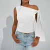 Women’s One-Shoulder Asymmetrical Tie Shoulder Top – Going Out & Party Shirt by FitiqueFit