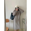 New Korean Style High Collar Solid Color Over-the-knee Knitted Dress