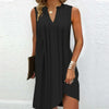 Ladies’ Notch V‑Neck Pleated Petal‑Sleeve Maxi Dress by FitiqueFit