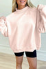 Bright Pink Oversize Blessed Embroidered Mock Neck Sweatshirt by Wild and Free Boutique