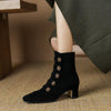 Women’s Retro Suede Chunky-Heel Side-Zip Ankle Boots by FitiqueFit